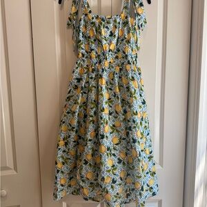 Lands' End Yellow and Blue Scoop Neck Sundress